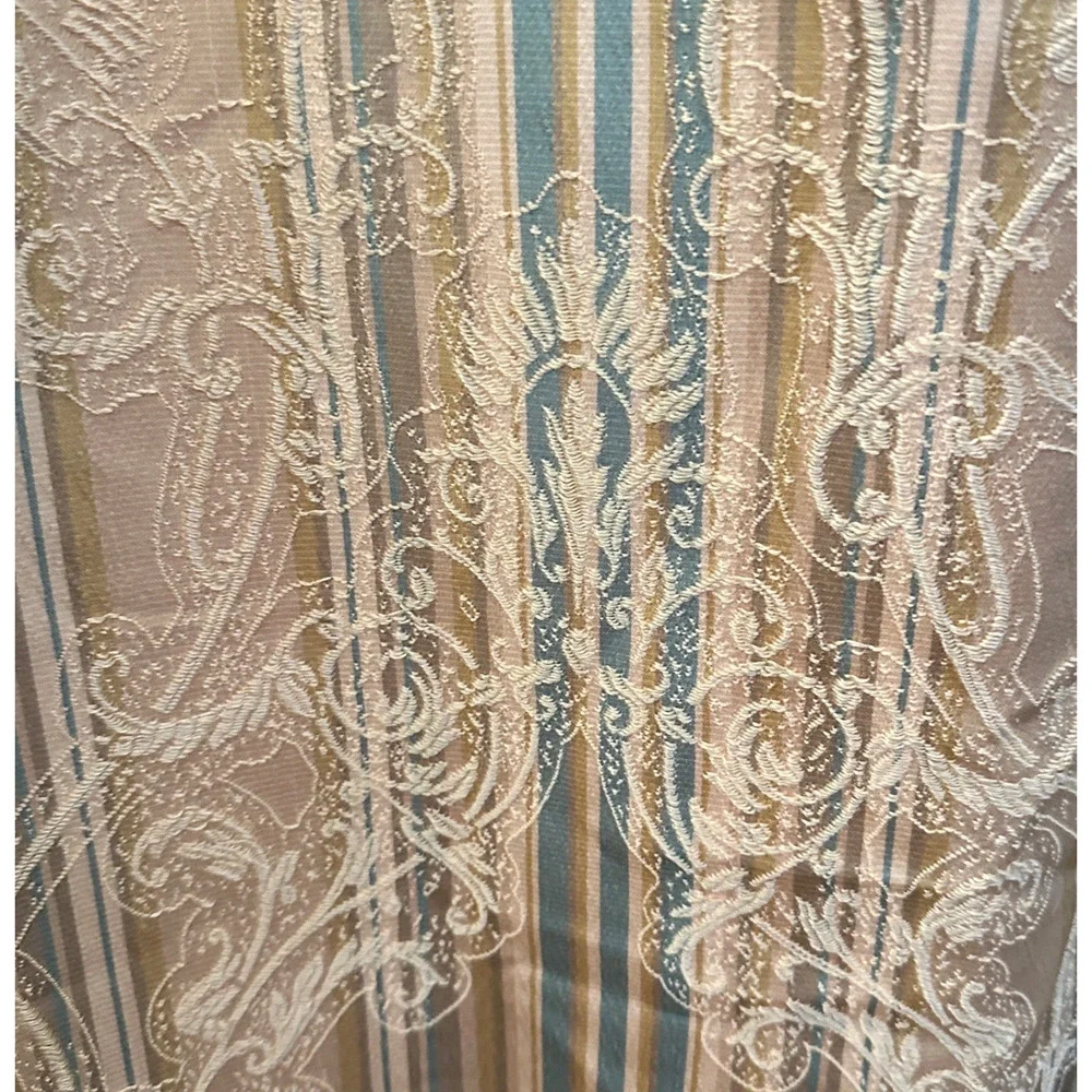 Croscill Home 2 Curtain Panels 40x84 Brocade Fabric Striped Blue Gold Damask